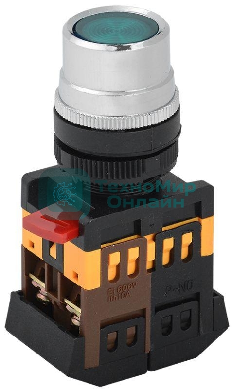 Кнопка ABLF-22 зеленый d22мм неон/240В 1з+1р IEK