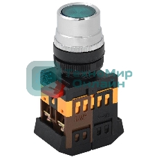 Кнопка ABLF-22 зеленый d22мм неон/240В 1з+1р IEK