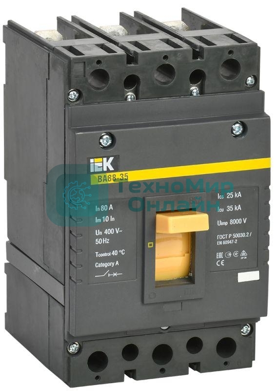 Выключатель автоматический 3п 80А 35кА ВА 88-35 IEK SVA30-3-0080