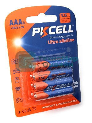 Щелочной/алкалиновый элемент питания PKCELL LR03-8B тип - AAА 8 шт в блистере
