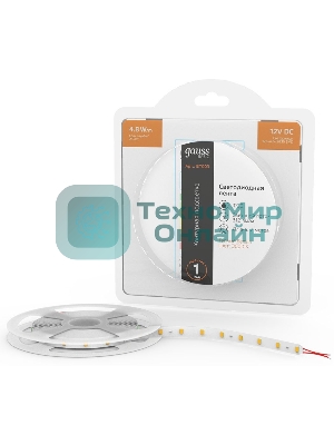 Лента светодиодная Basic Gauss 12V 4,8W/m 312lm/m 3000K IP20 LED 2m 1/120