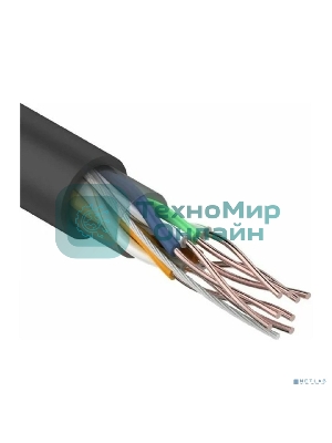 Кабель UTP Rexant 4PR 24AWG, CU (медь), cat.5e, 100 МГц, PE, черный, OUTDOOR, бухта 25 м