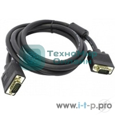 Кабель монитор - SVGA card (15M -15M) 3м 2 фильтра ExeGate позолоченные контакты, экранирование