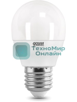 Лампа светодиодная Gauss Elementary 10Вт цок.: E27 шар 220B 3000K св. свеч. белый. теп. (упак.: 10 шт)