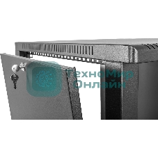 Шкаф коммутационный ЦМО (ШРН-9.350.1-9005) настенный 9U 600x350 мм пер. дв. стал. лист 200 кг черный 300 мм