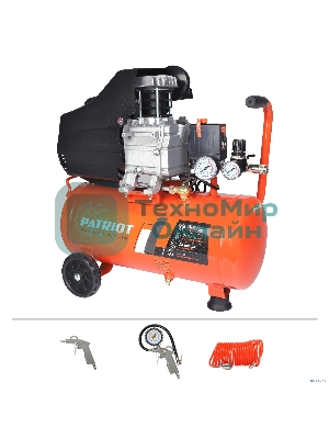 Компрессор поршневой Patriot Optima Euro 24-240K2 масляный 240л/мин 24л 1500Вт оранжевый/черный