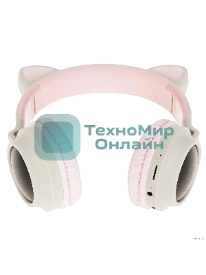 Беспроводные/проводные наушники Hoco W27 розовый, накладные, Bluetooth + проводной, «кошачьи ушки», до 5 ч.