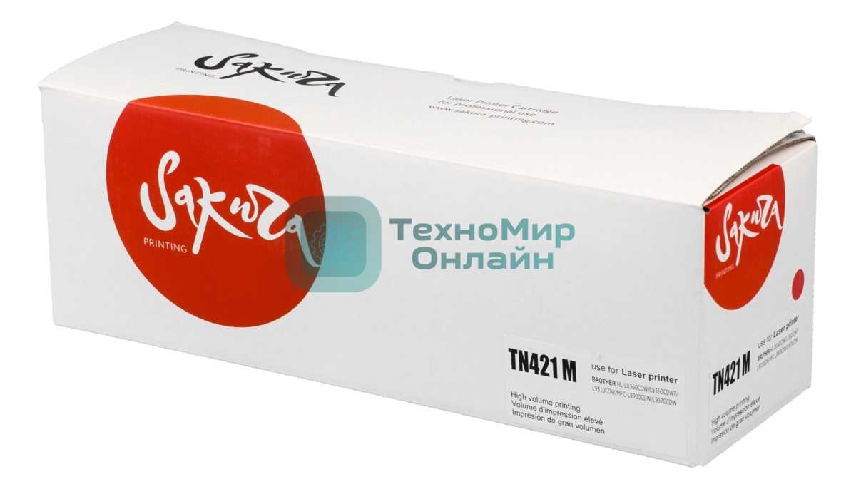 Картридж лазерный Sakura TN421M для Brother HL-8260DCW, DCP-8410, MFC-8690, пурпурный, 1 800к.