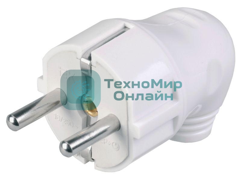 Вилка IEK EVP11-16-01-K01 ВПу11-01-Ст разборная угловая с з/к 16А белая