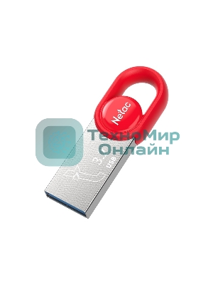 Флешка USB Netac UM2 (NT03UM2N-032G-32RE), 32Gb, USB 3.0, R/W 130/50, серебристый/красный