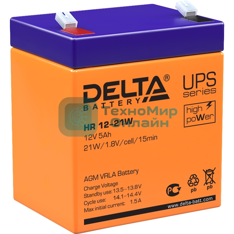 Батарея для ИБП Delta HR 12-21W (12V, 5Ah)