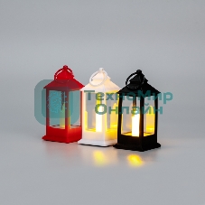 Фонарь декоративный Neon-night (фигура) со свечкой 5,5х5,5х12,5 см, цвет корпуса белый/красный/черный, цвет свечения теплый белый, питание 3xLR1130 (в комплекте)