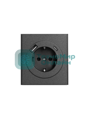 Розетка Kranz STRONG 1-ая с/з с/у з/ш 16А с USB A+C быстрой зарядки 5В/3А графит