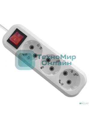 Удлинитель Defender L330 белый, 15 м, EURO, 3 розетки, 3500 Вт