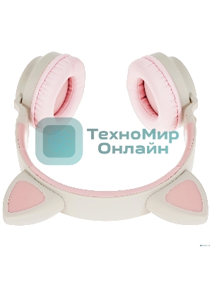 Беспроводные/проводные наушники Hoco W27 розовый, накладные, Bluetooth + проводной, «кошачьи ушки», до 5 ч.