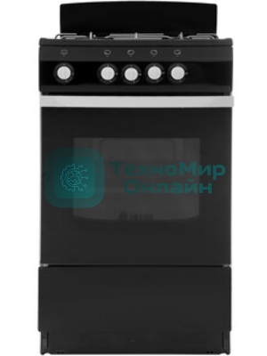 Плита газовая De Luxe 5040.38Г (Щ) черный, конфорок 4 шт, духовка 43 л, 50 см x 85 см x 50 см