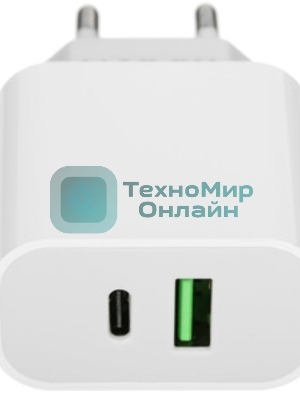 Сетевое зарядное устройство Maxvi CHL-601PD 18W, 3A, QC 3.0, PD 3.0, 1xUSB-C, белый