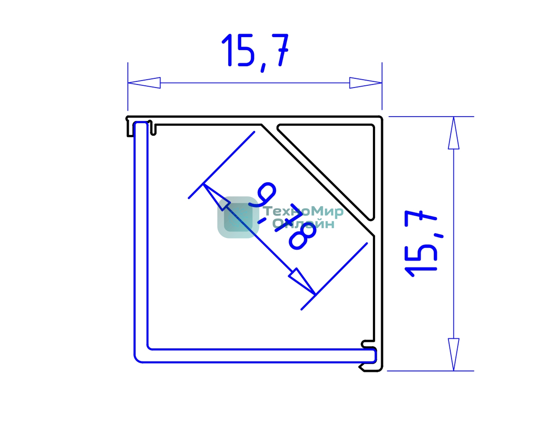 Алюминиевый профиль Ambrella light GP2150AL серебро 2000*15.7*15.7