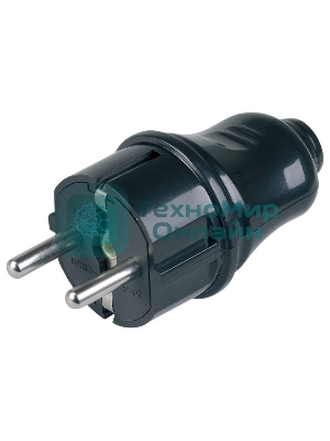 Вилка прямая ВПп10-02-Ст разборная с заземл. контактом 16А черный IEK EVP10-16-01-K02