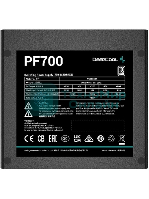 Блок питания Deepcool/GamerStorm PF700, 700Вт, 80 PLUS, 120мм, черный