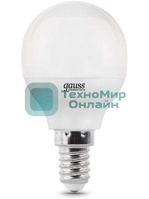 Лампа светодиодная Gauss Elementary 6Вт цок.: E14 шар 220B 4100K св. свеч. бел. ней. (упак.: 10 шт)
