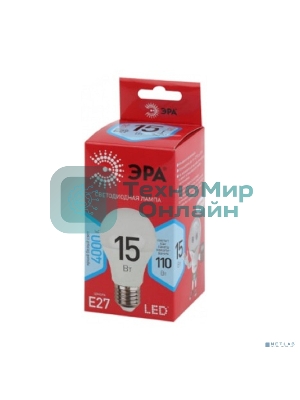 Лампа светодиодная ЭРА A60-15W-840-E27 R (диод груша 15Вт нейт E27) (10/100/1500)