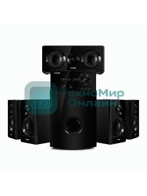 Аудиоколонки SVEN HT-210, черный, акустическая система 5.1, мощность (RMS):50Вт+5x15Вт, Bluetooth, Optical, Coaxial, FM-тюнер, USB/SD, дисплей, ПДУ