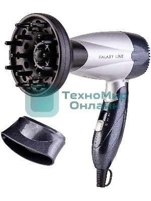 Фен Galaxy Line GL 4305 серебристый/черный, 1400 Вт, компактный