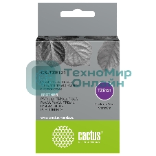 Картридж ленточный Cactus CS-TZE121 TZe-121 черный для Brother PT-P1010, PT-P700, P750W, P900W, P950W, PT-D210, D450VP, D600VP, PT-H110BUNDE