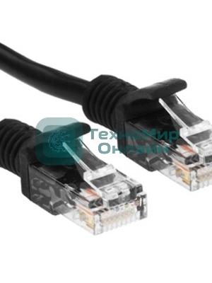 Патч-корд медный UTP Cablexpert PP10-3M/BK cat.5e, 3м, литой, многожильный, черный