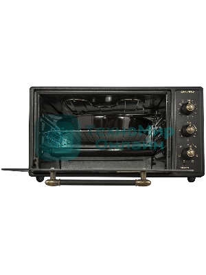 Мини-печь Maunfeld Мини-печь Maunfeld/ширина 60 см, механическое управление, 45 л,конвекция, черный+стекло,фурнитура бронза