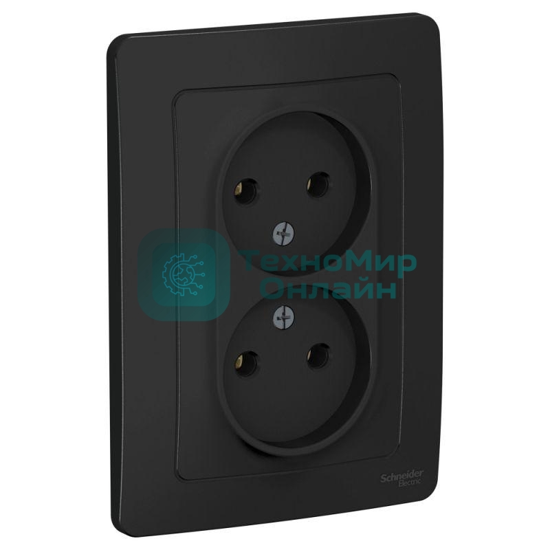 Розетка 2-м СП Blanca 16А 250В без шторок без заземл. антрацит SchE BLNRS000026