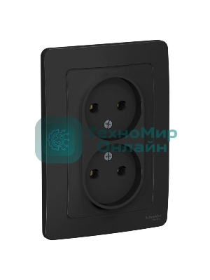 Розетка 2-м СП Blanca 16А 250В без шторок без заземл. антрацит SchE BLNRS000026