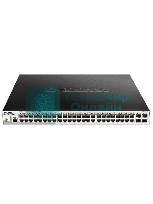 Коммутатор управляемый 2 уровня D-Link DGS-1210-52MPP/ME/B3A PROJ с 48 портами 10/100/1000Base-T и 4 портами 1000Base-X SFP (48 портов с поддержкой PoE 802.3af/802.3at (30 Вт), PoE-бюджет 740 Вт)