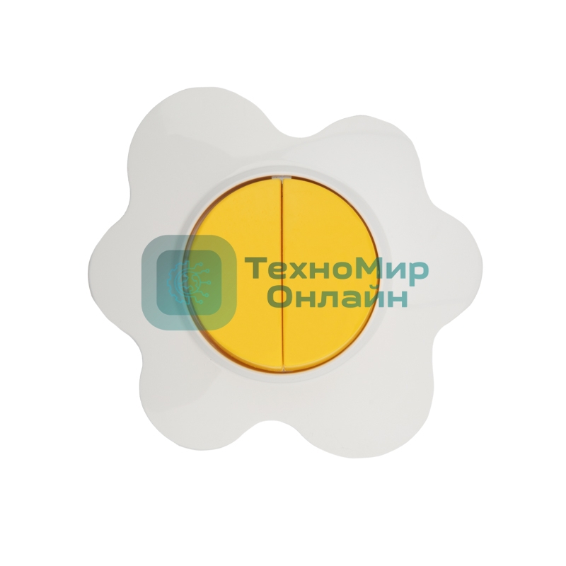 Выключатель двухклавишный Kranz HAPPY Яичница скрытой установки, желтый/белый