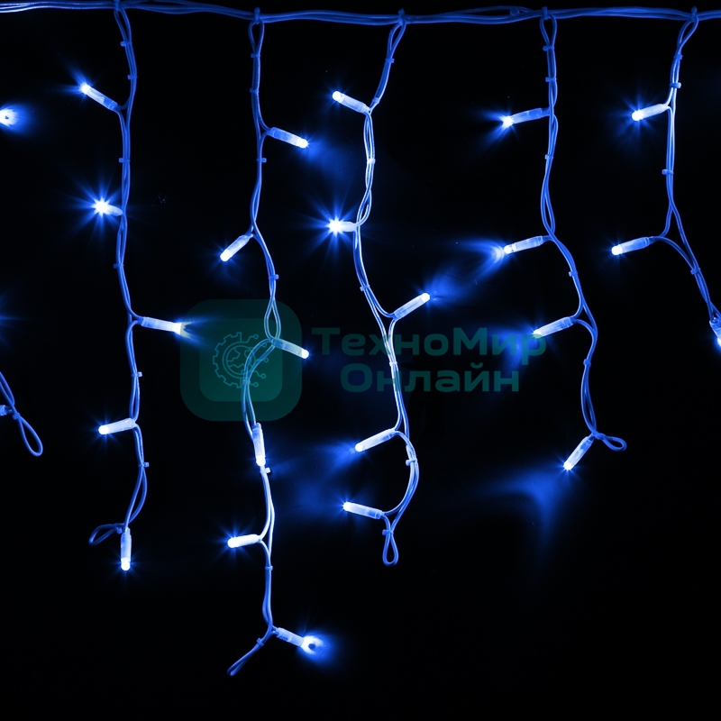 Гирлянда Neon-night Айсикл (Бахрома) светодиодная 4,0х0,6 м, с эффектом мерцания, белый провод каучук, 230 В, диоды синие