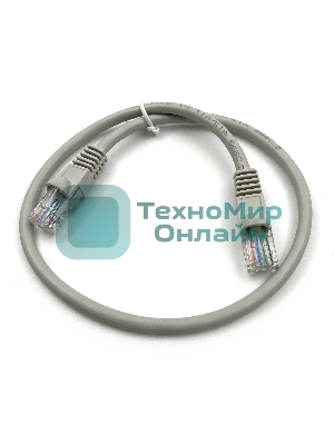 Патч-корд KingPrice KP-PC-c5e-0.5m-g UTP 4 пары cat.5e CCA molded 0.5м серый RJ-45 (m)-RJ-45 (m)