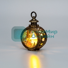 Фонарь декоративный Neon-night (фигура) со свечкой 9х5х13см, цвет корпуса бронзовый, цвет свечения теплый белый, питание 3xLR1130 (в комплекте)