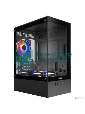 Компьютерный корпус Ginzzu CL475 mATX FAN 3*12LC4 передняя панель Стекло