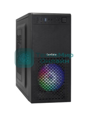 Компьютерный корпус Minitower ExeGate mEVO-7807-XP400 (mATX, БП XP400 с вент. 12см, 1*USB+1*USB 3.0, черный, 1 вент. 12см с RGb подсветкой)