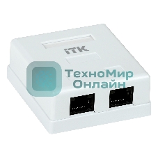 Настенная информационная розетка RJ45 8P8C, кат.5Е UTP, 2-порта, белая 
