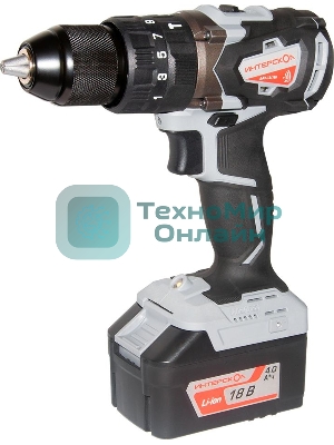 Дрель-шуруповерт ИНТЕРСКОЛ ДАУ-13/18В, 18 В, 2 Ач, 60 Нм, бесщеточный, ударный