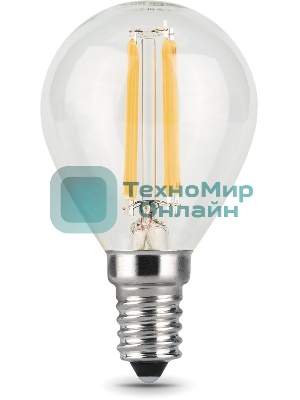 Лампа светодиодная Gauss Filament 11Вт цок.: E14 шар 220B 2700K св. свеч. белый теп. (упак.: 10 шт)