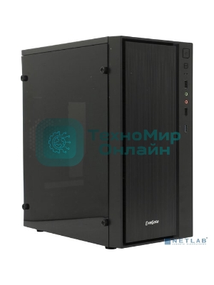 Компьютерный корпус Minitower ExeGate mEVO-9301 Black-RGb light, ATX, (700NPX), с окном, 2*USB+1*USB 3.0, HD Audio