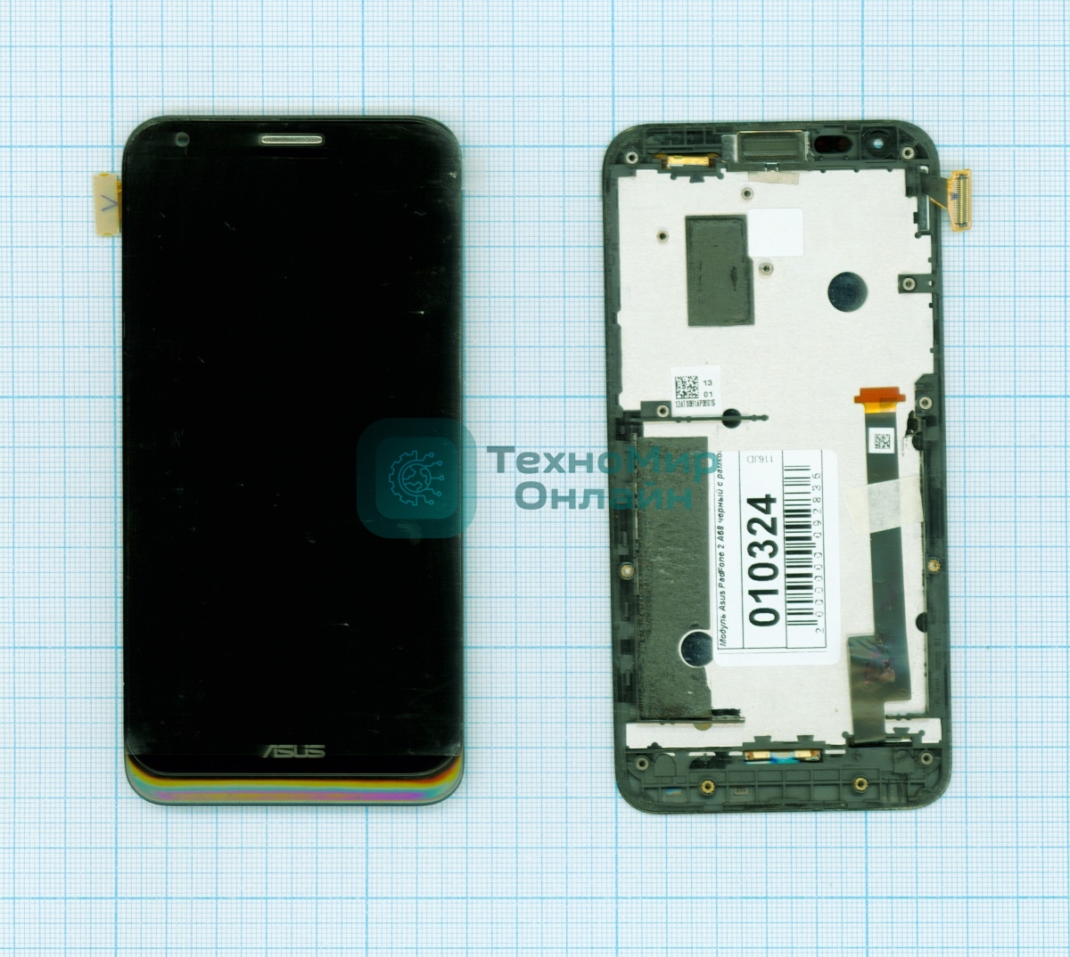 Дисплей для Asus PadFone 2 A68, черный с рамкой