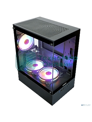 Компьютерный корпус Ginzzu CL475 mATX FAN 3*12LC4 передняя панель Стекло