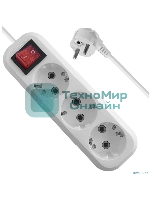 Удлинитель Defender L330 белый, 15 м, EURO, 3 розетки, 3500 Вт