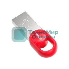 Флешка USB Netac UM2 (NT03UM2N-032G-32RE), 32Gb, USB 3.0, R/W 130/50, серебристый/красный