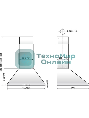 Вытяжка каминная Elikor Вента 50П-430-К3Д белый, 50 см, 430 куб. м/ч, 54 дБ