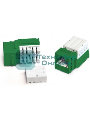 Модуль универсальный Hyperline, keystone, 1хRJ45, Toolless, кат. 5е, неэкр., 1 шт, цвет: зелёный
